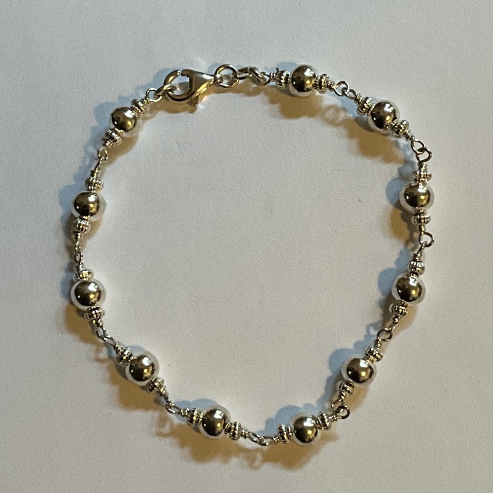 Italian Sterling Silver Beaded Bracelet